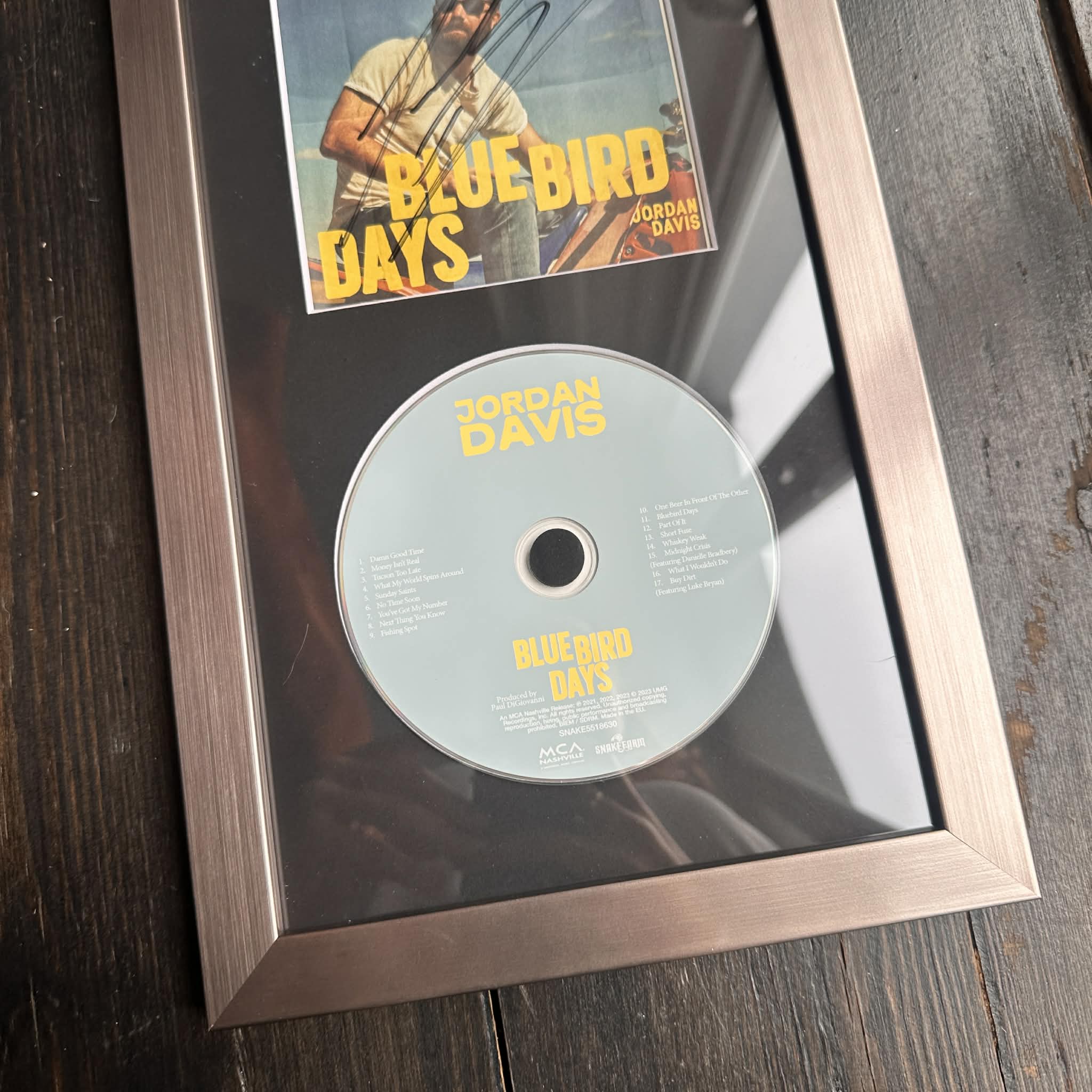 FRAMED Signed CD - Jordan Davis | Blue Bird Days